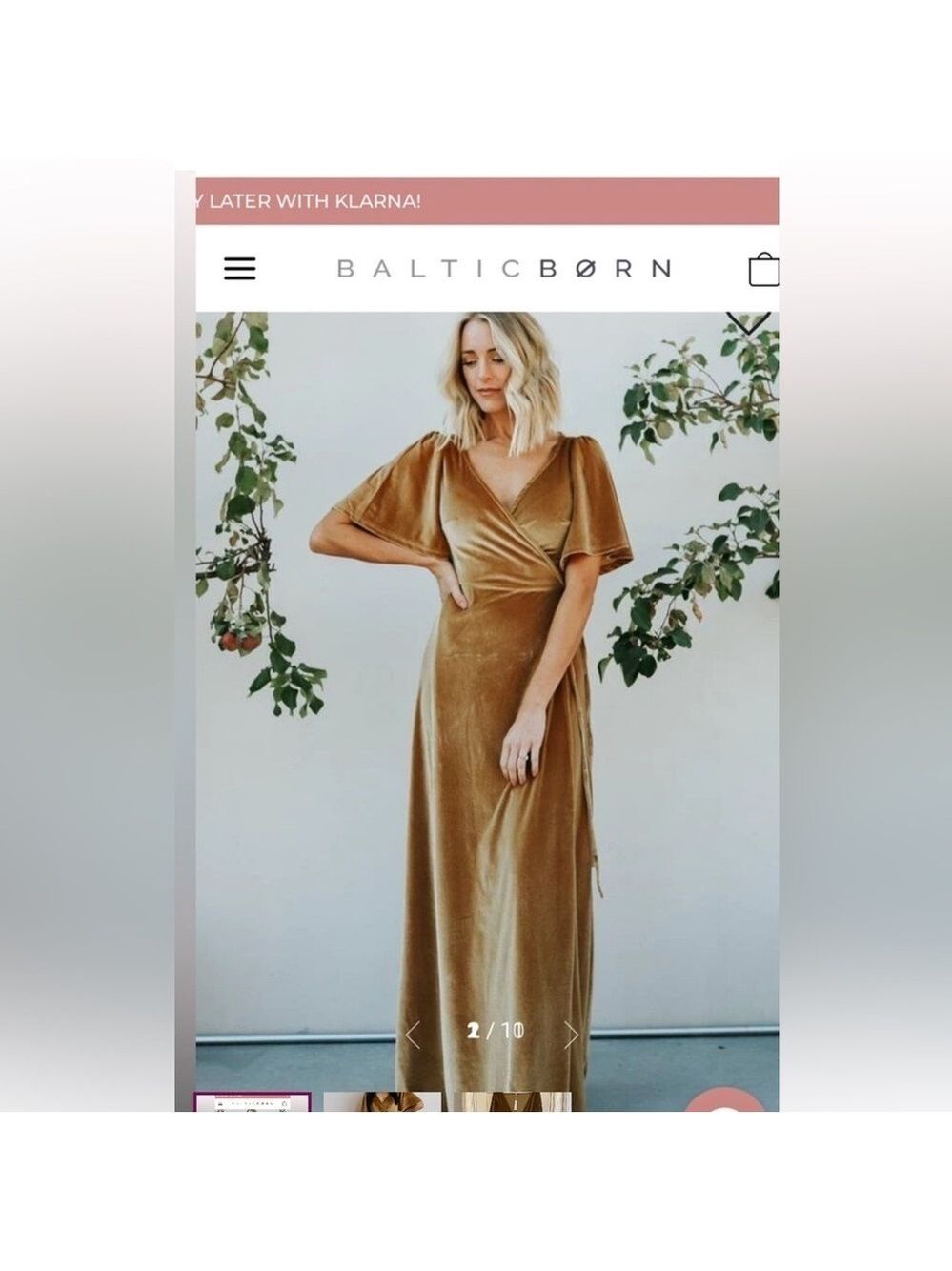 Baltic Born bronze velvet wraparound maxi dress size S - Picture 2 of 11
